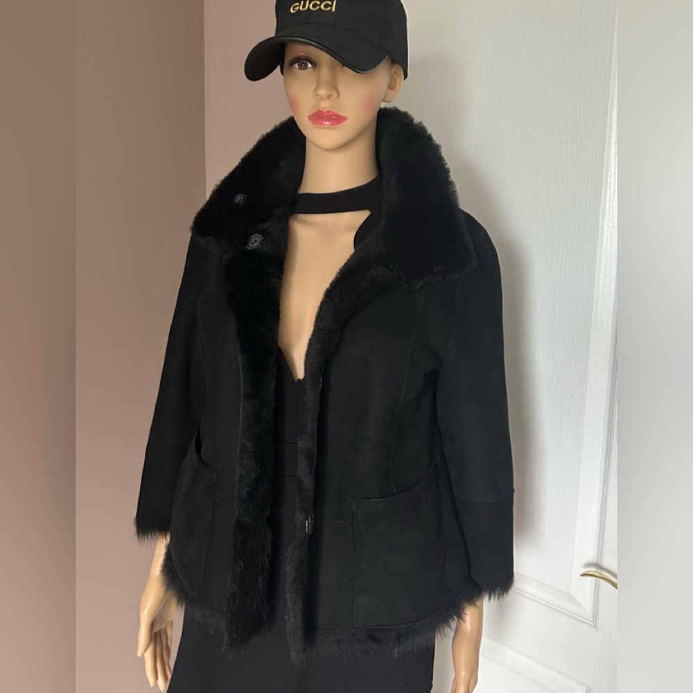 Black Suede Jacket with Fur Inside